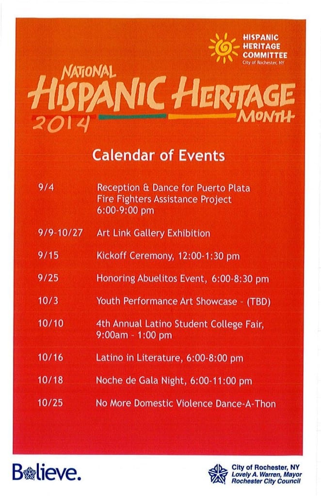 Calendar of Events 2014 - Hispanic Heritage